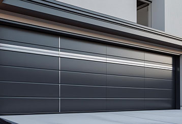 Contemporary overhead sectional garage door with sleek horizontal panels on a residential property in La Mesa.