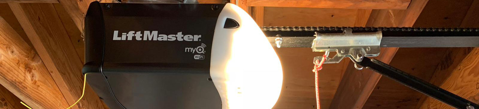 Repaired LiftMaster garage door opener motor system inside Lemon Grove garage